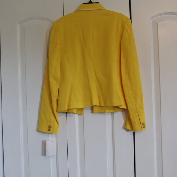 Vintage Classic Spiegel Structured Blazer/Jacket Bright Yellow White Trim Sz 10 - Picture 5 of 15